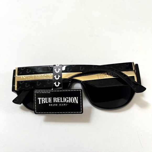 New Original TRUE RELIGION Cat Eye Sunglasses Acetate Logo Embossed Black XX - Picture 5 of 6